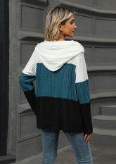 Color Block Long Sleeve Half Zip Hoodie